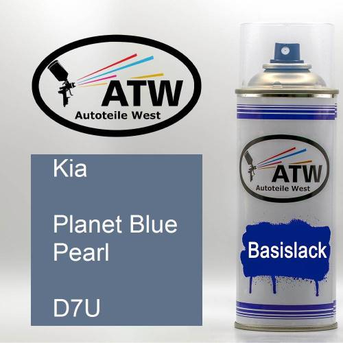 Kia, Planet Blue Pearl, D7U: 400ml Sprühdose, von ATW Autoteile West.